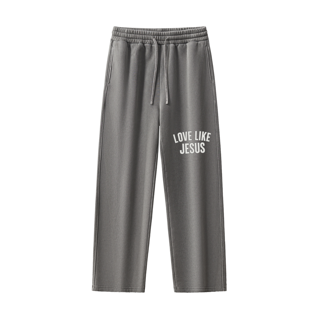 LOVE LIKE JESUS Frayed Enzyme Washed Fleece Sweatpants