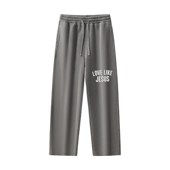 LOVE LIKE JESUS Frayed Enzyme Washed Fleece Sweatpants