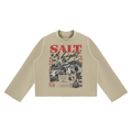 PURIFY Mock Neck Raw-Edge Boxy Sweatshirt