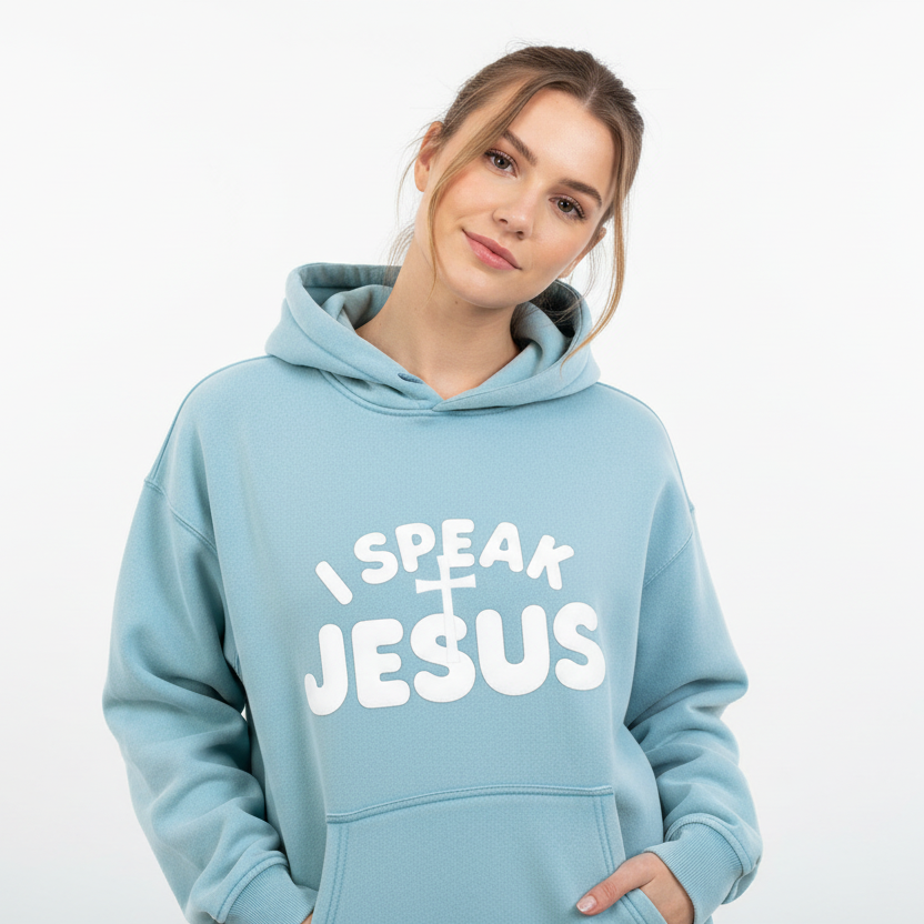 I SPEAK JESUS Snow Wash Fleece Oversize Hoodie