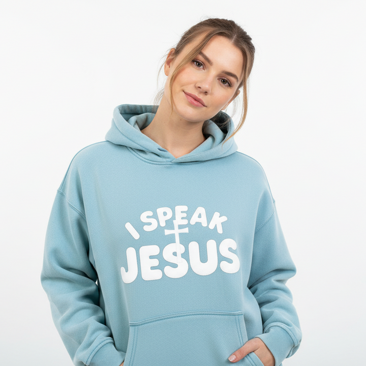 I SPEAK JESUS Snow Wash Fleece Oversize Hoodie