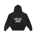 SWEAT À CAPUCHE EN POLAIRE DÉLAVÉ ENZYME EFFILOCHÉ « LOVE LIKE JESUS »