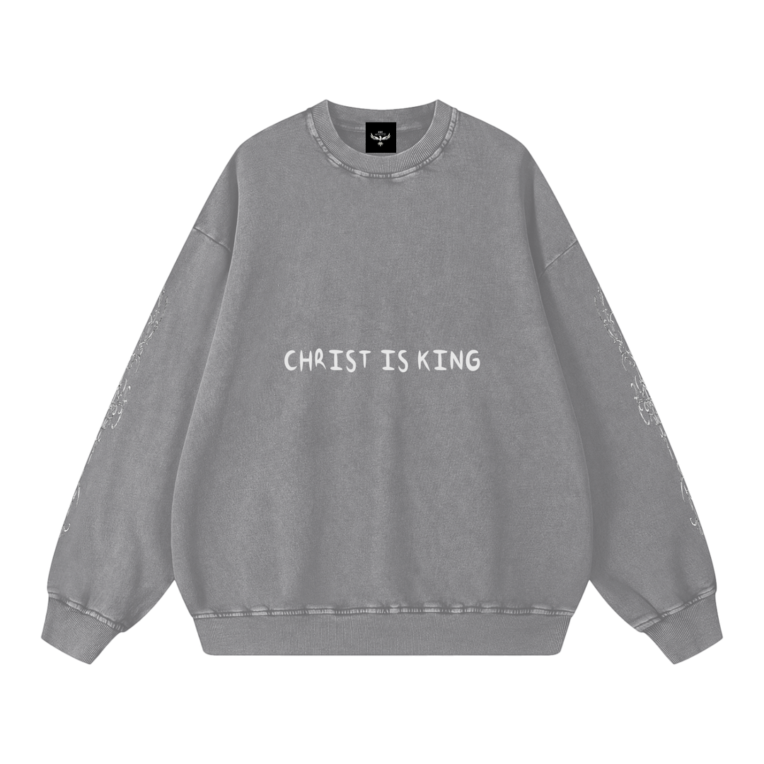 CHRIST IS KING Snow Washed Oversized Sweatshirt