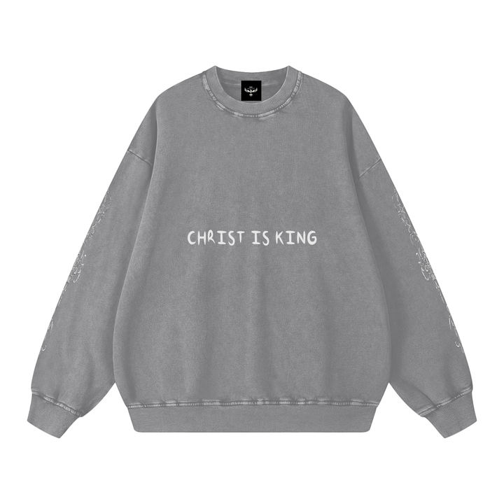 CHRIST IS KING Snow Washed Oversized Sweatshirt