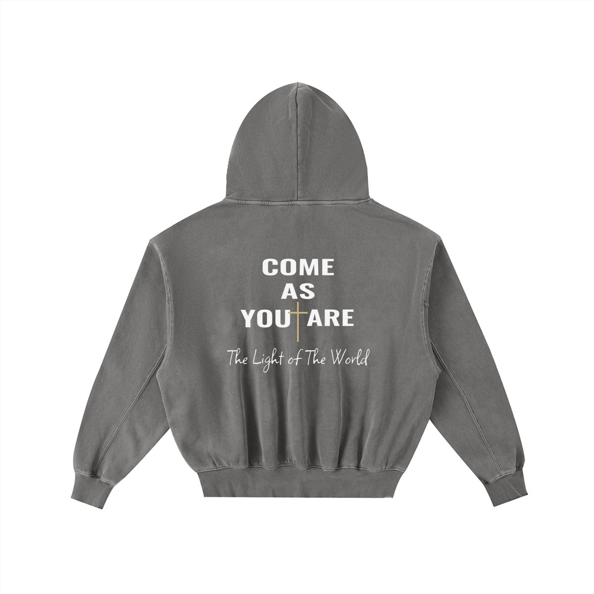 SWEAT À CAPUCHE EN POLAIRE DÉLAVÉ ENZYME EFFILOCHÉ « LOVE LIKE JESUS »