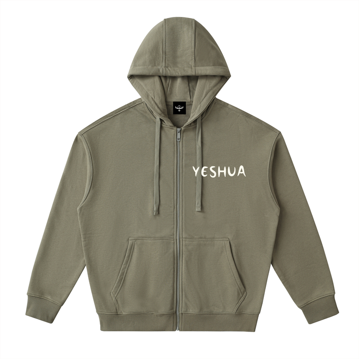YESHUA Drop-Shoulder Zip Up Hoodie