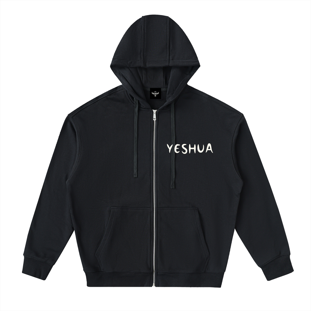 YESHUA Drop-Shoulder Zip Up Hoodie