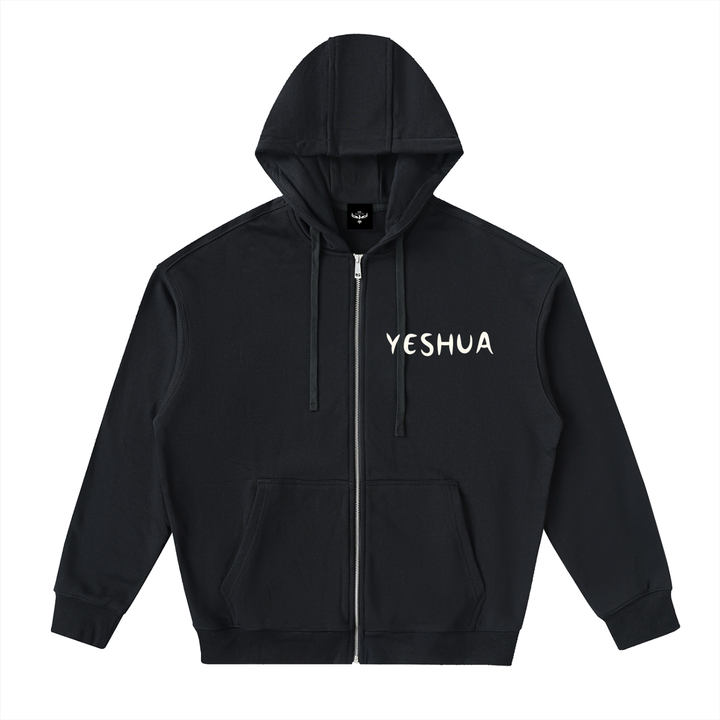YESHUA Drop-Shoulder Zip Up Hoodie