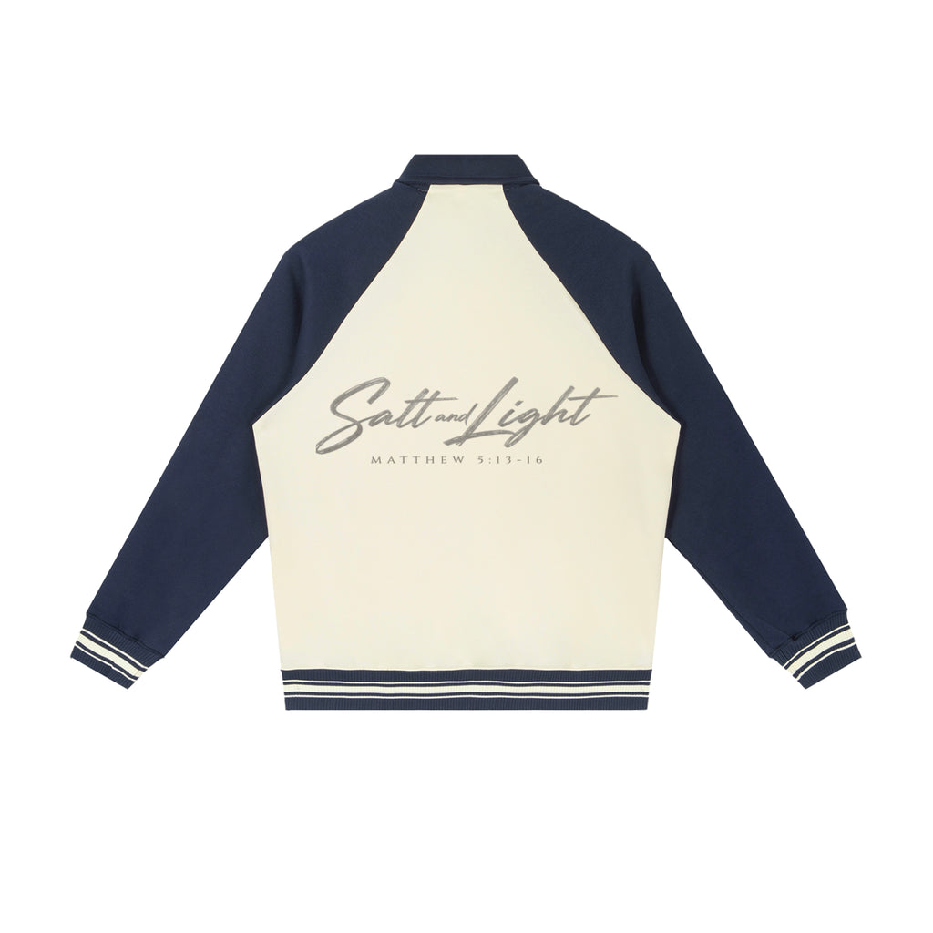 Contrast Raglan Sleeve Baseball Jacket