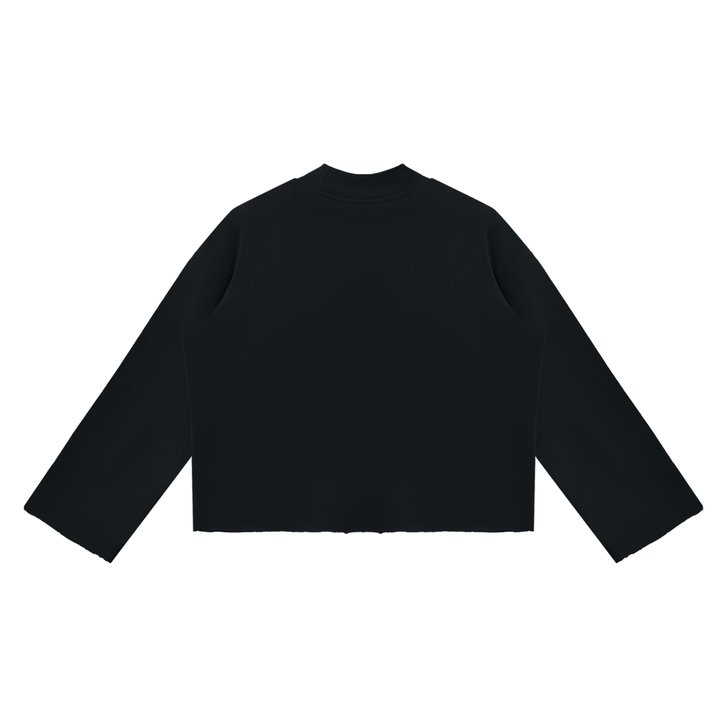 PURIFY Mock Neck Raw-Edge Boxy Sweatshirt