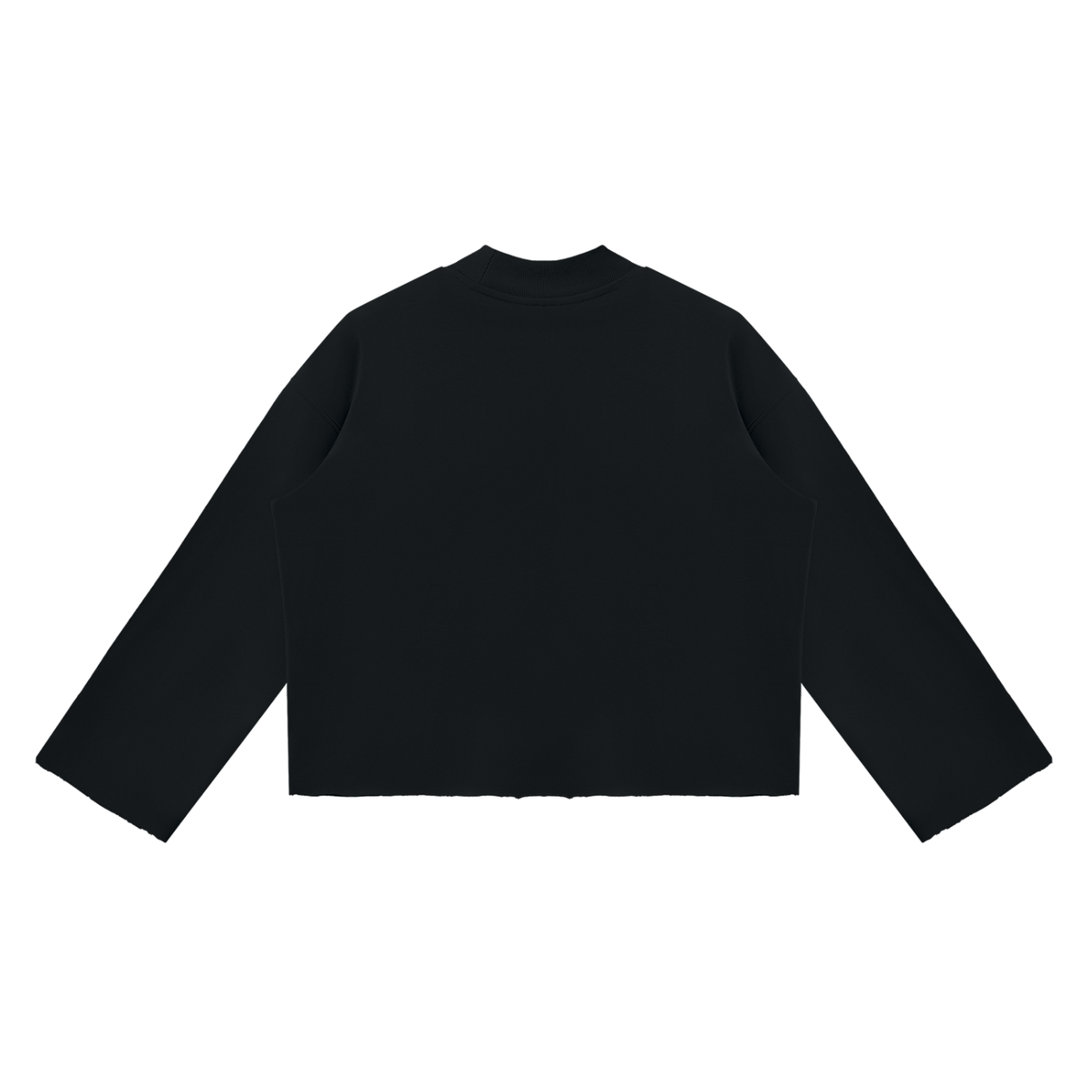 PURIFY Mock Neck Raw-Edge Boxy Sweatshirt