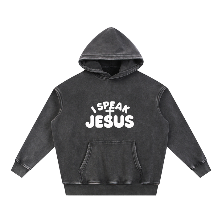 I SPEAK JESUS Snow Wash Fleece Oversize Hoodie