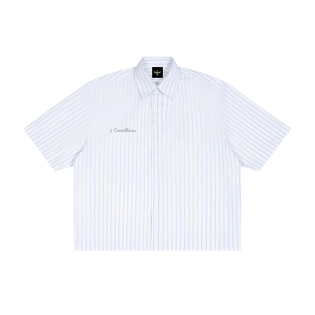 CORINTHIANS 2 Unisex Striped Boxy Button-Up Shirt