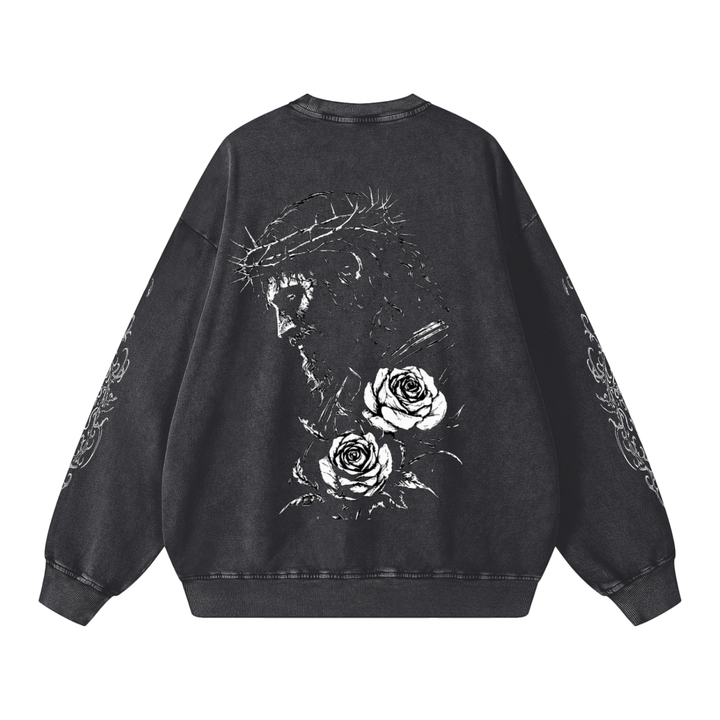 CHRIST IS KING Snow Washed Oversized Sweatshirt