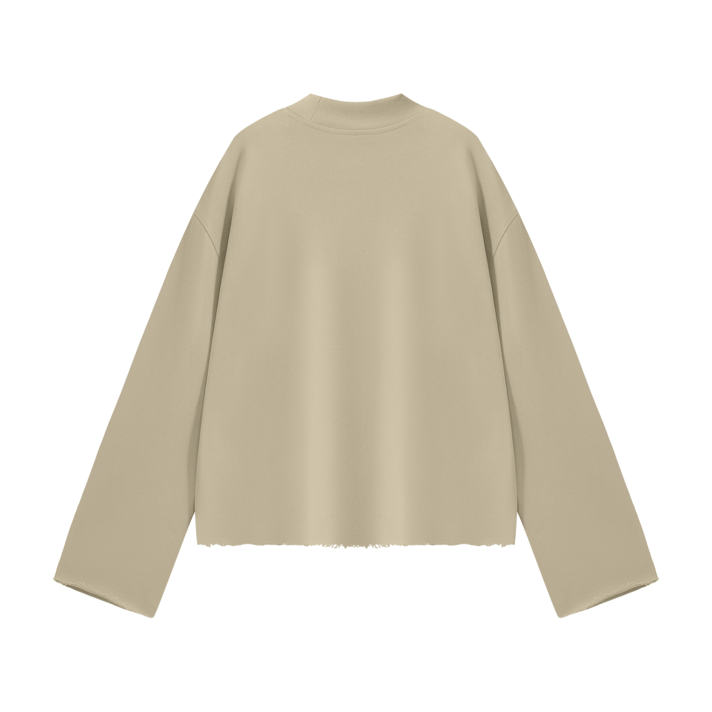 PURIFY Mock Neck Raw-Edge Boxy Sweatshirt