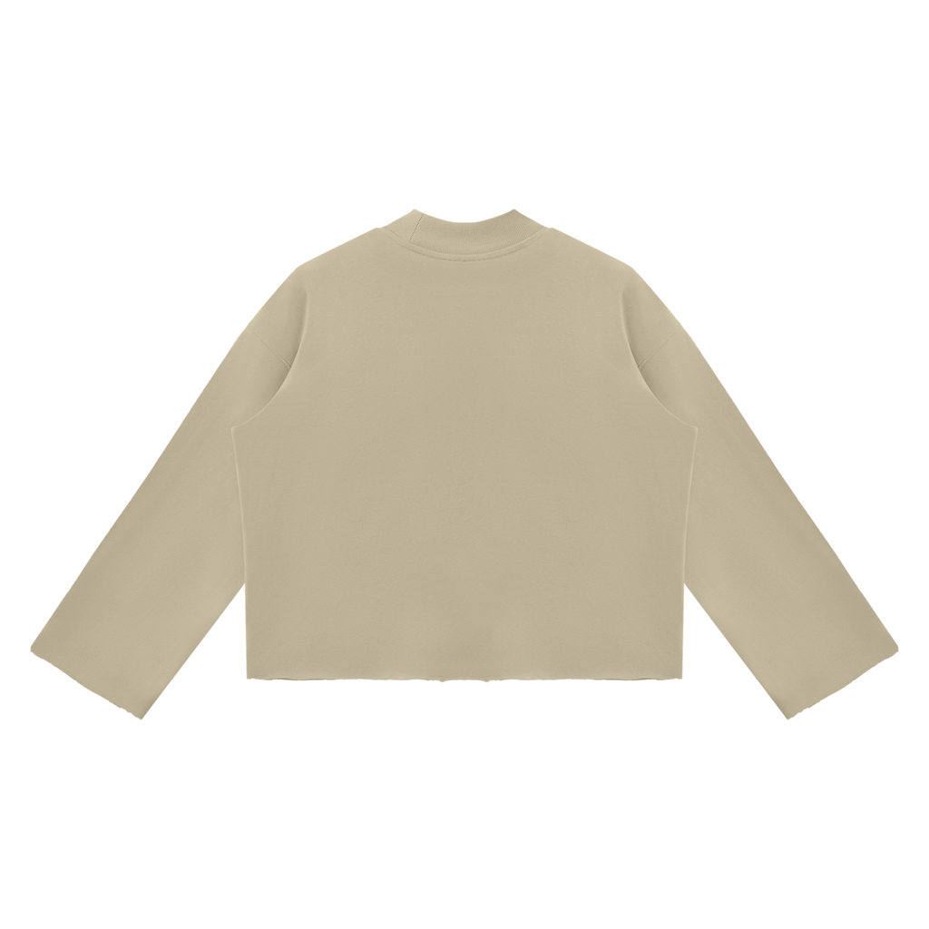 PURIFY Mock Neck Raw-Edge Boxy Sweatshirt
