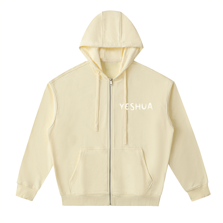 YESHUA Drop-Shoulder Zip Up Hoodie