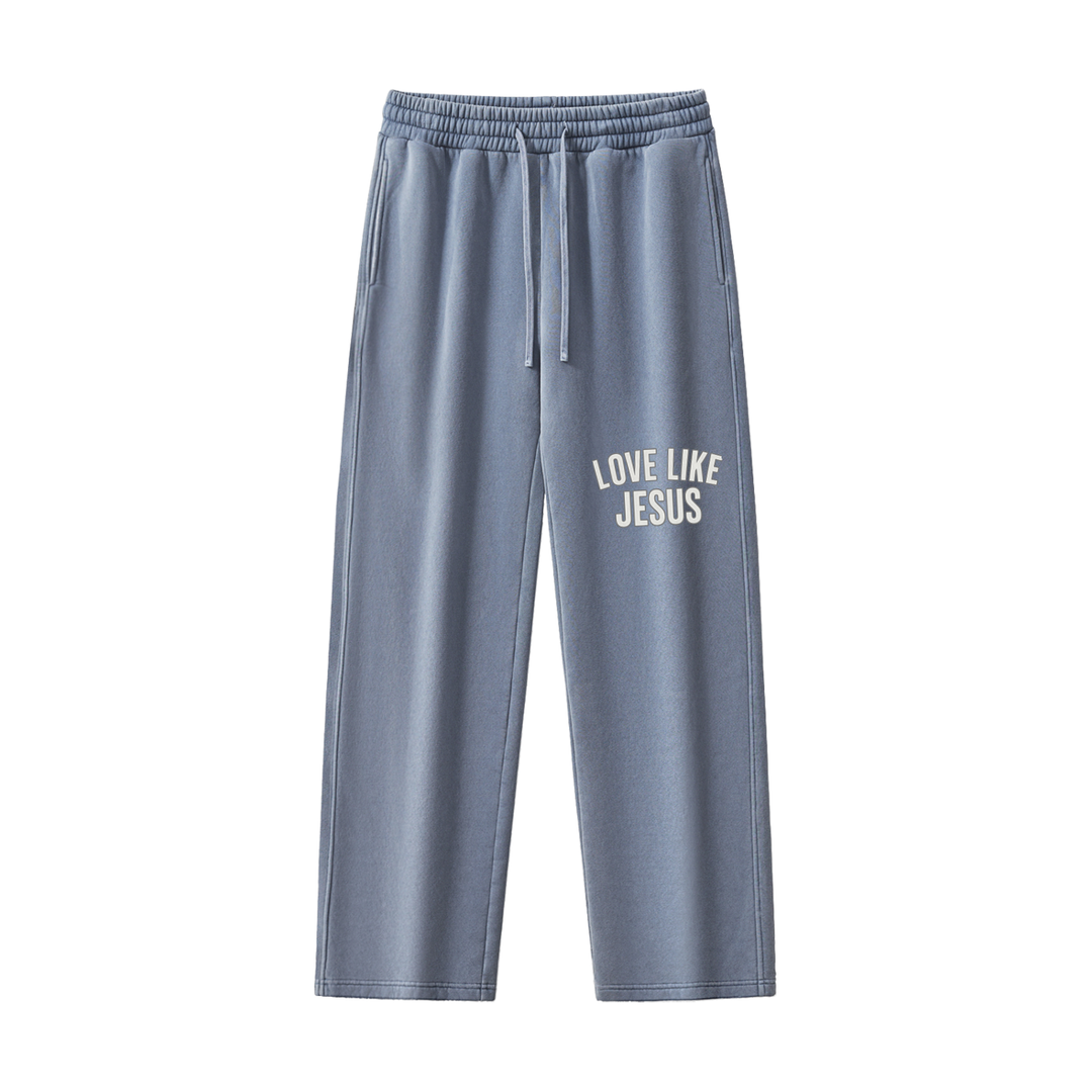 LOVE LIKE JESUS Frayed Enzyme Washed Fleece Sweatpants