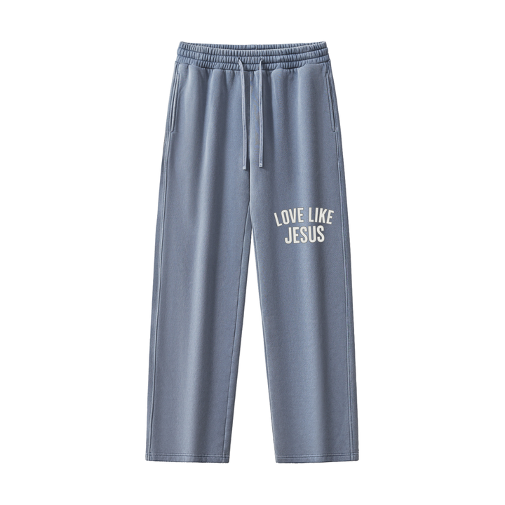 LOVE LIKE JESUS Frayed Enzyme Washed Fleece Sweatpants