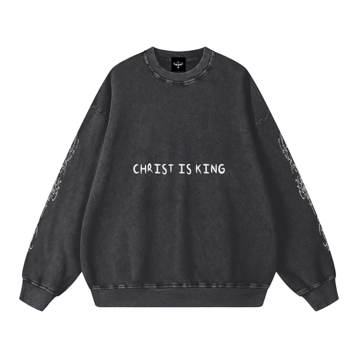 CHRIST IS KING Snow Washed Oversized Sweatshirt