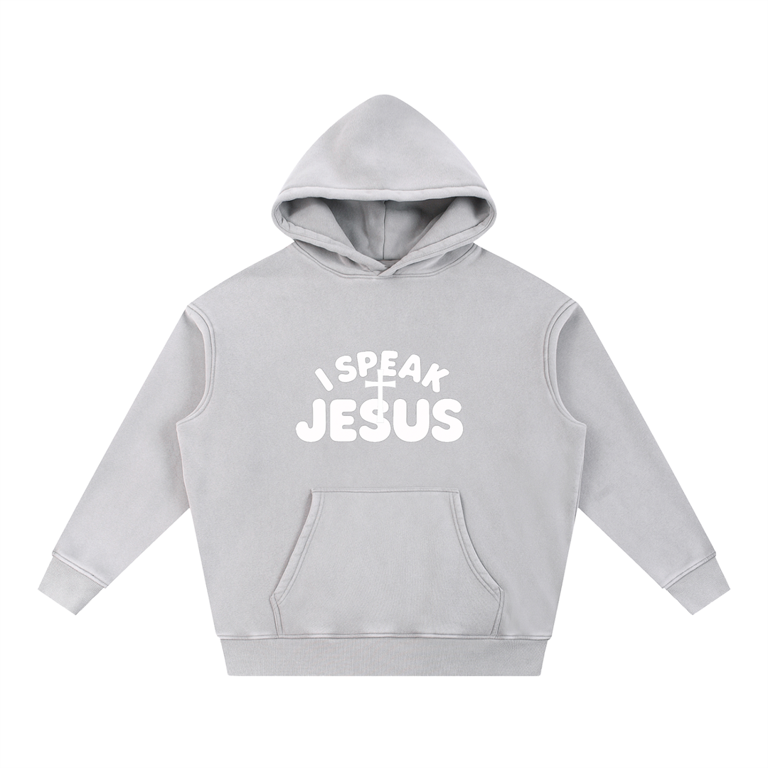 I SPEAK JESUS Snow Wash Fleece Oversize Hoodie