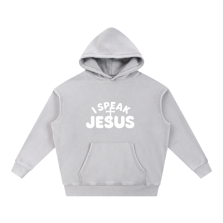 I SPEAK JESUS Snow Wash Fleece Oversize Hoodie