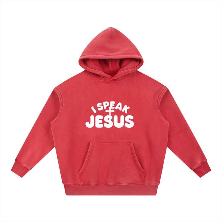 I SPEAK JESUS Snow Wash Fleece Oversize Hoodie