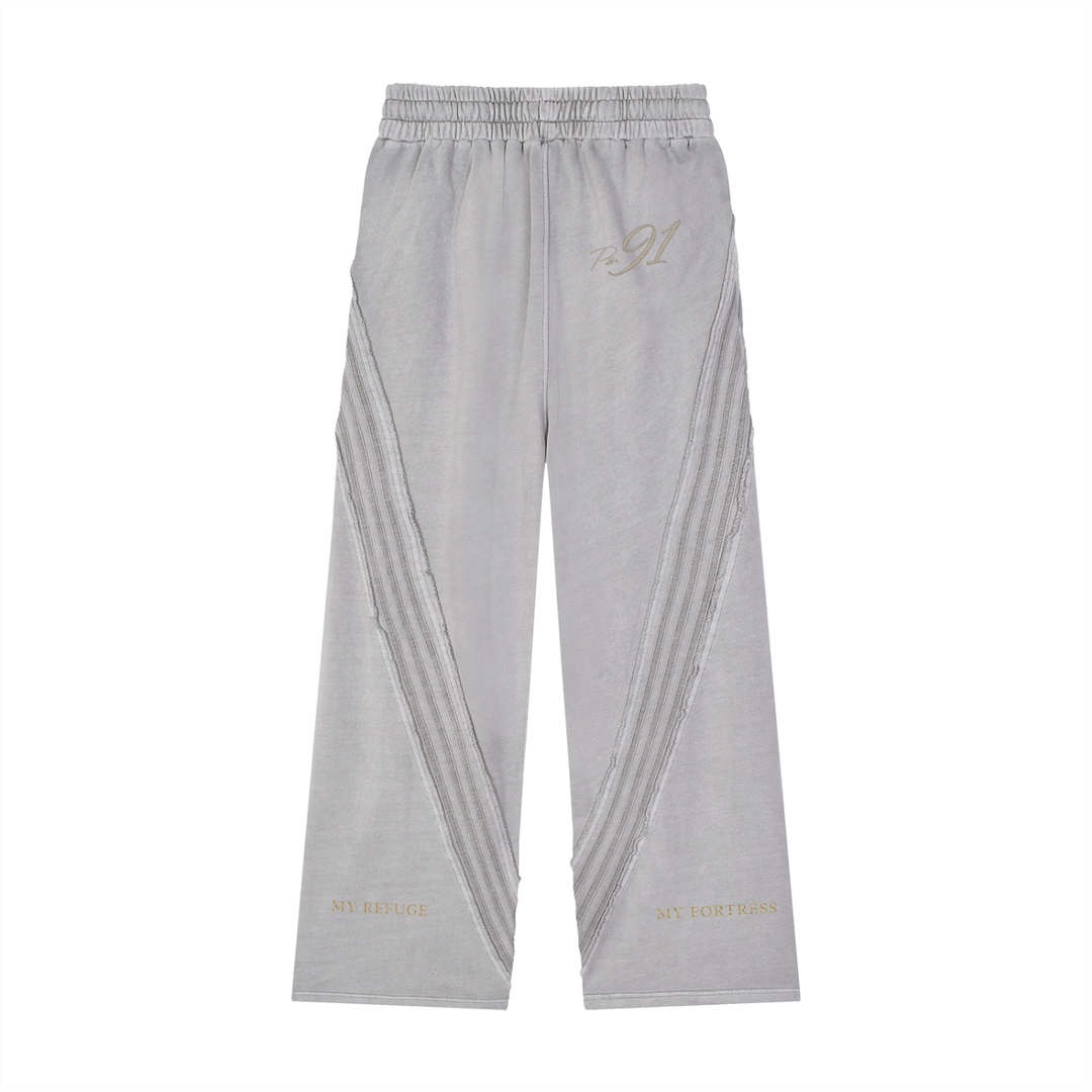 PSALM 91 Snow Washed Tape Raw Edge Sweatpants