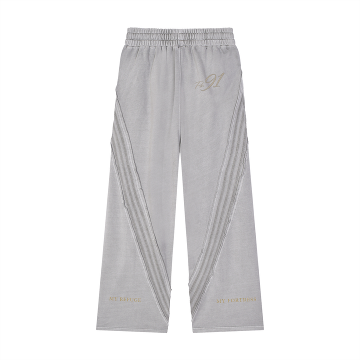 PSALM 91 Snow Washed Tape Raw Edge Sweatpants