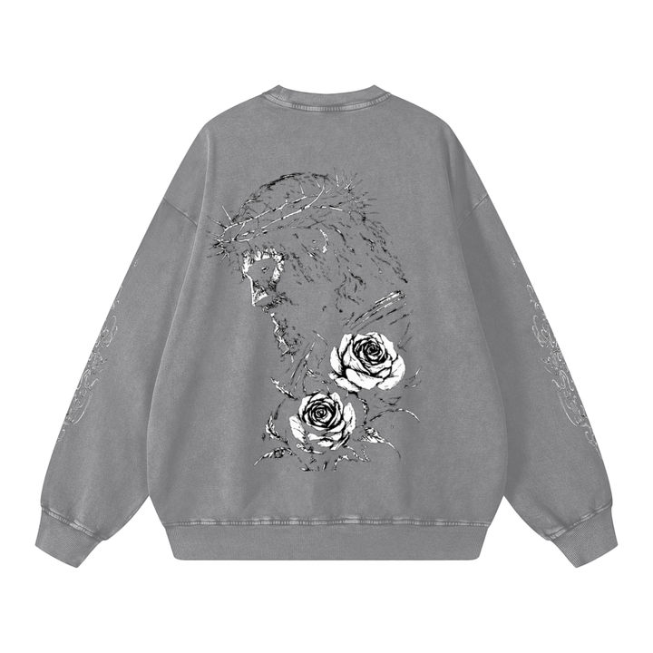 CHRIST IS KING Snow Washed Oversized Sweatshirt
