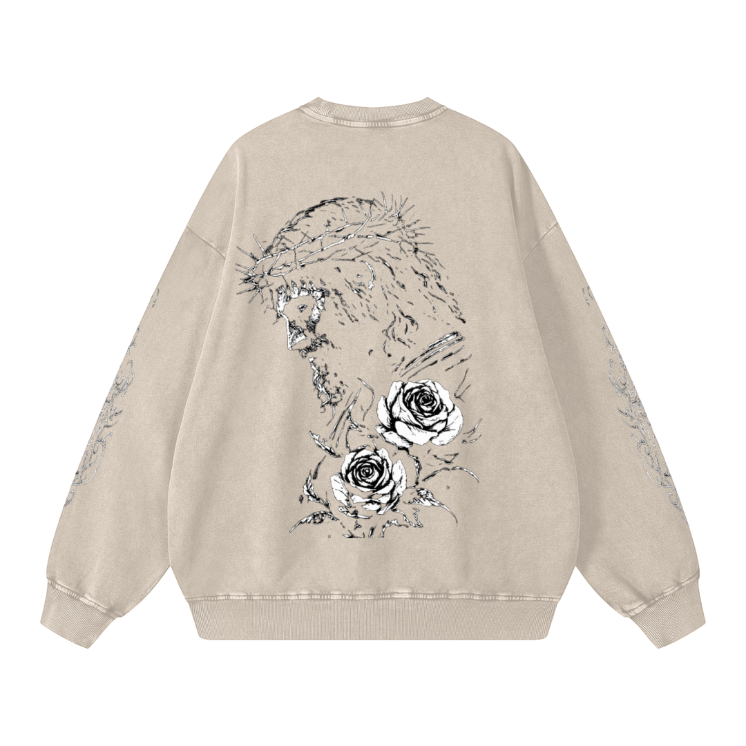 CHRIST IS KING Snow Washed Oversized Sweatshirt