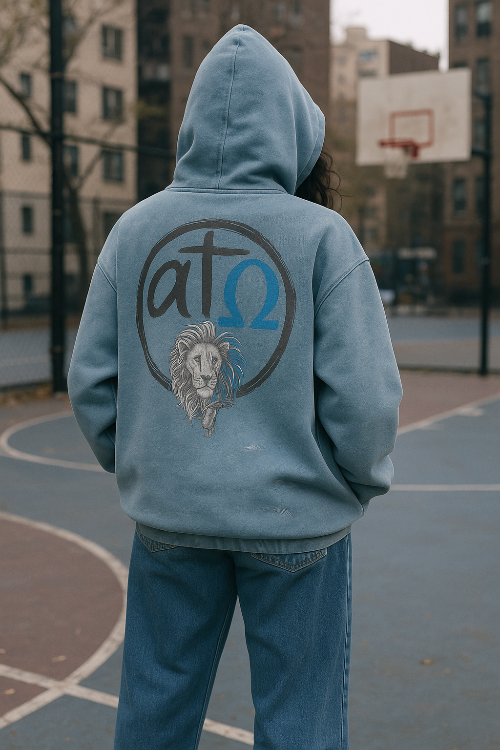Alpha and Omega Vintage Washed Frayed-Hem Hoodie