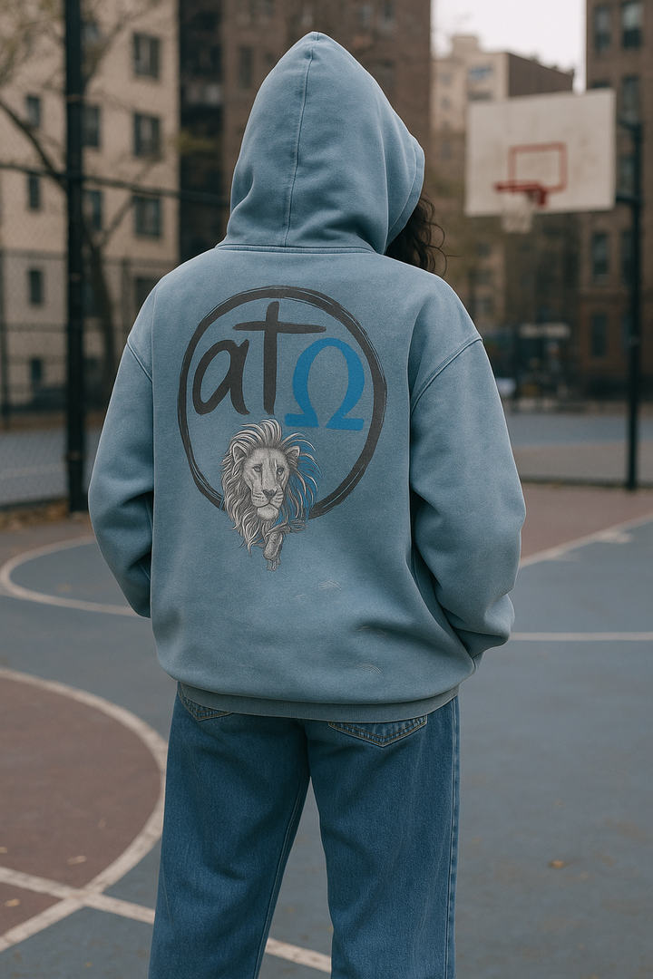 Alpha and Omega Vintage Washed Frayed-Hem Hoodie