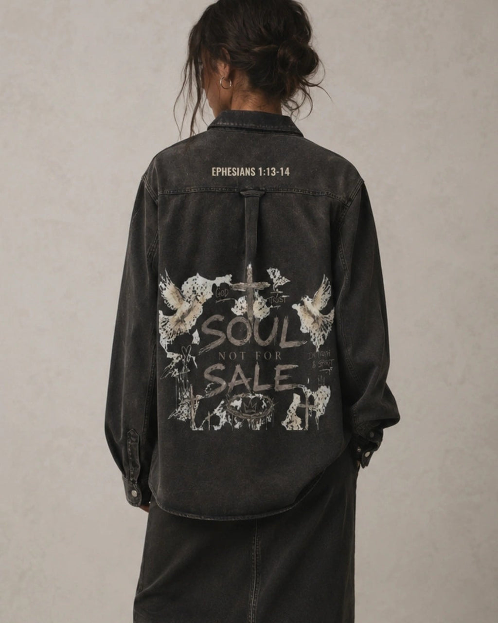 SOUL NOT FOR SALE Blouson en jean délavé épais