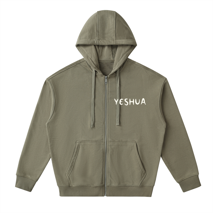 YESHUA Drop-Shoulder Zip Up Hoodie