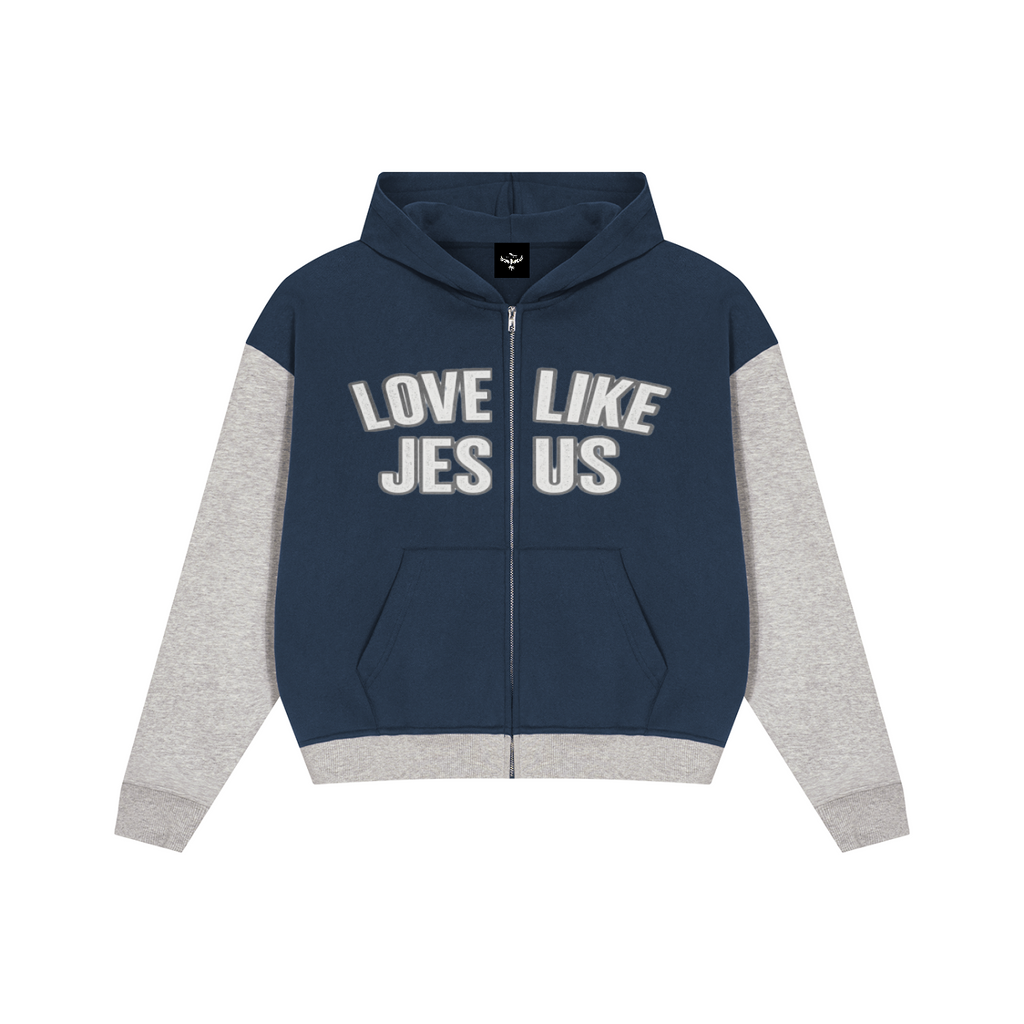 LOVE LIKE JESUS Color Block Full Zip Hoodie