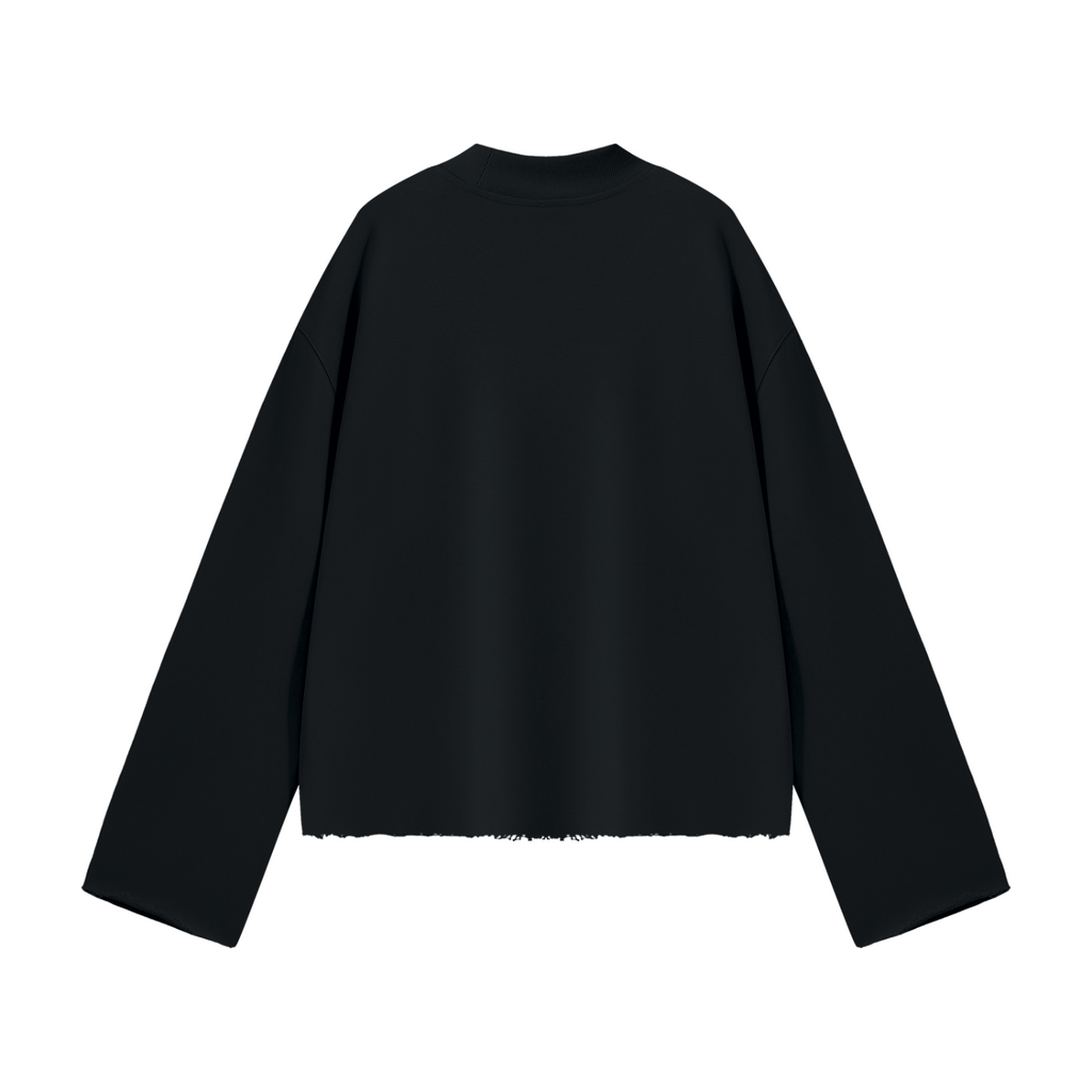 PURIFY Mock Neck Raw-Edge Boxy Sweatshirt