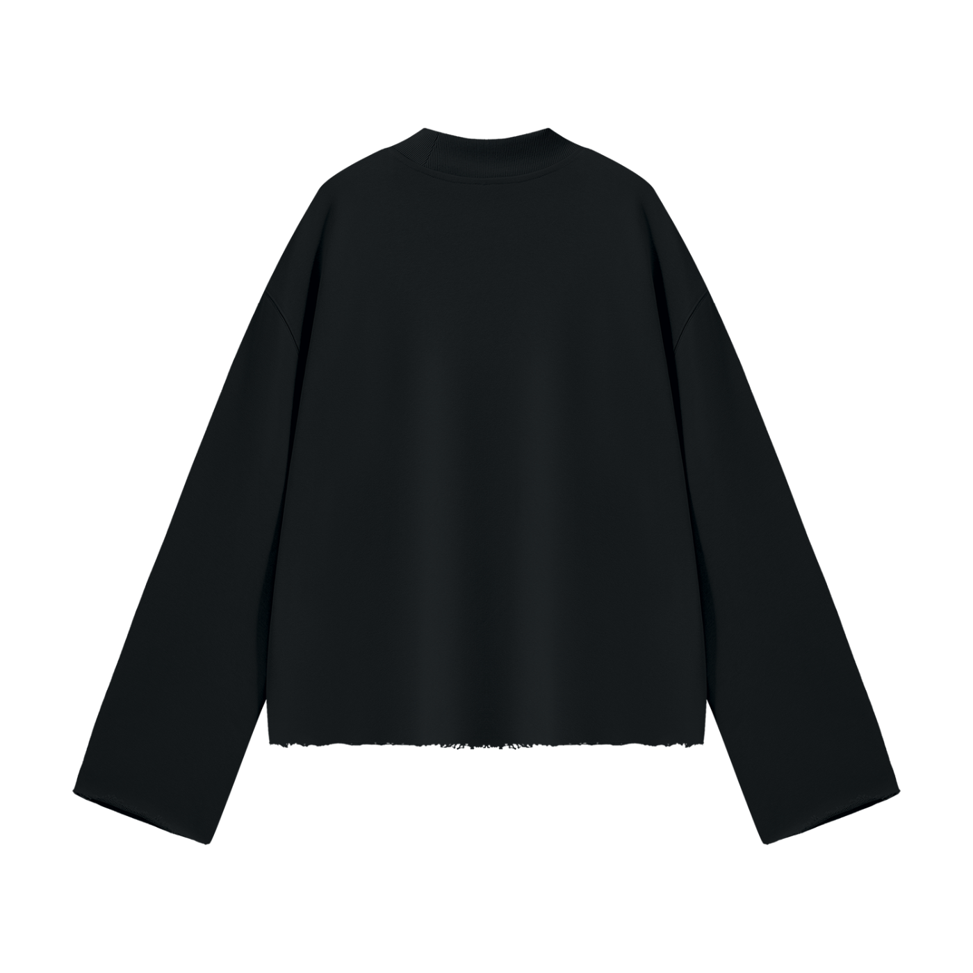 PURIFY Mock Neck Raw-Edge Boxy Sweatshirt