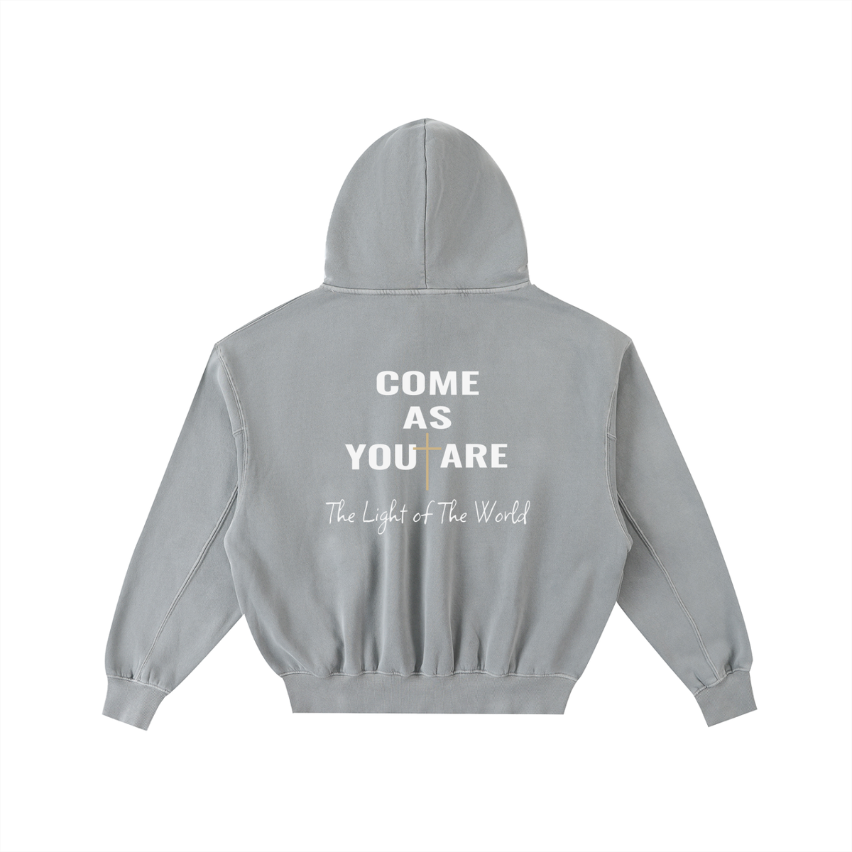SWEAT À CAPUCHE EN POLAIRE DÉLAVÉ ENZYME EFFILOCHÉ « LOVE LIKE JESUS »