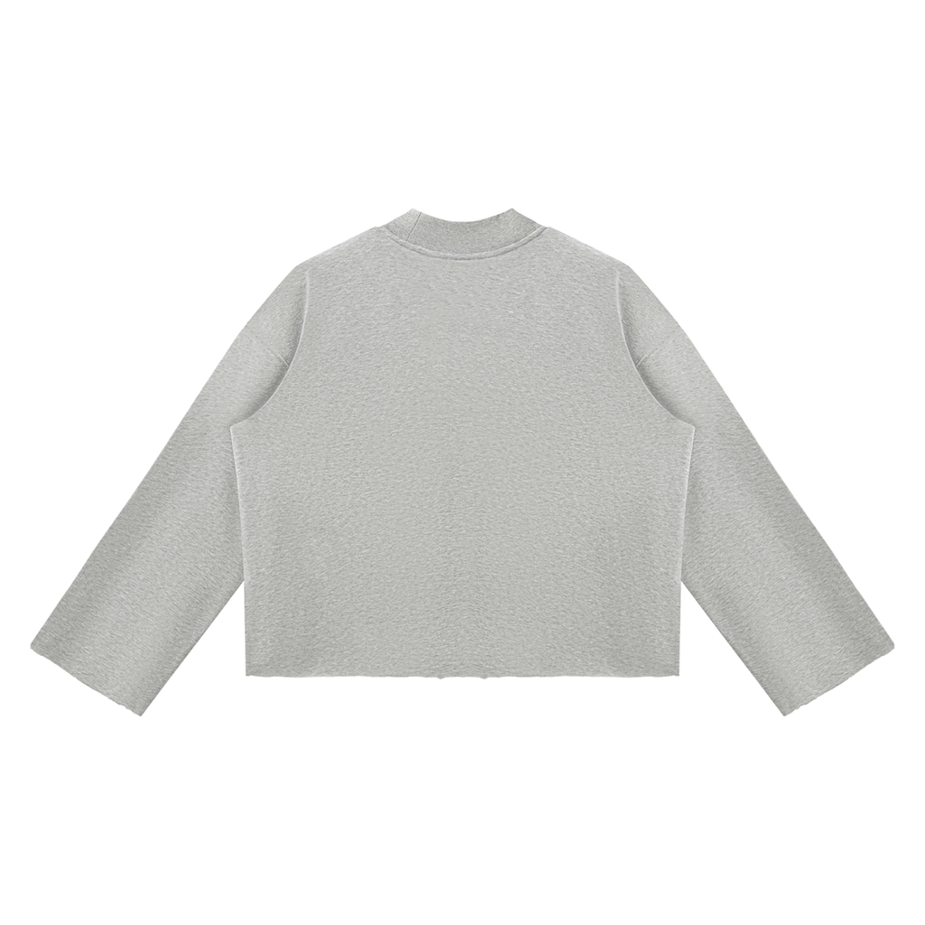 PURIFY Mock Neck Raw-Edge Boxy Sweatshirt