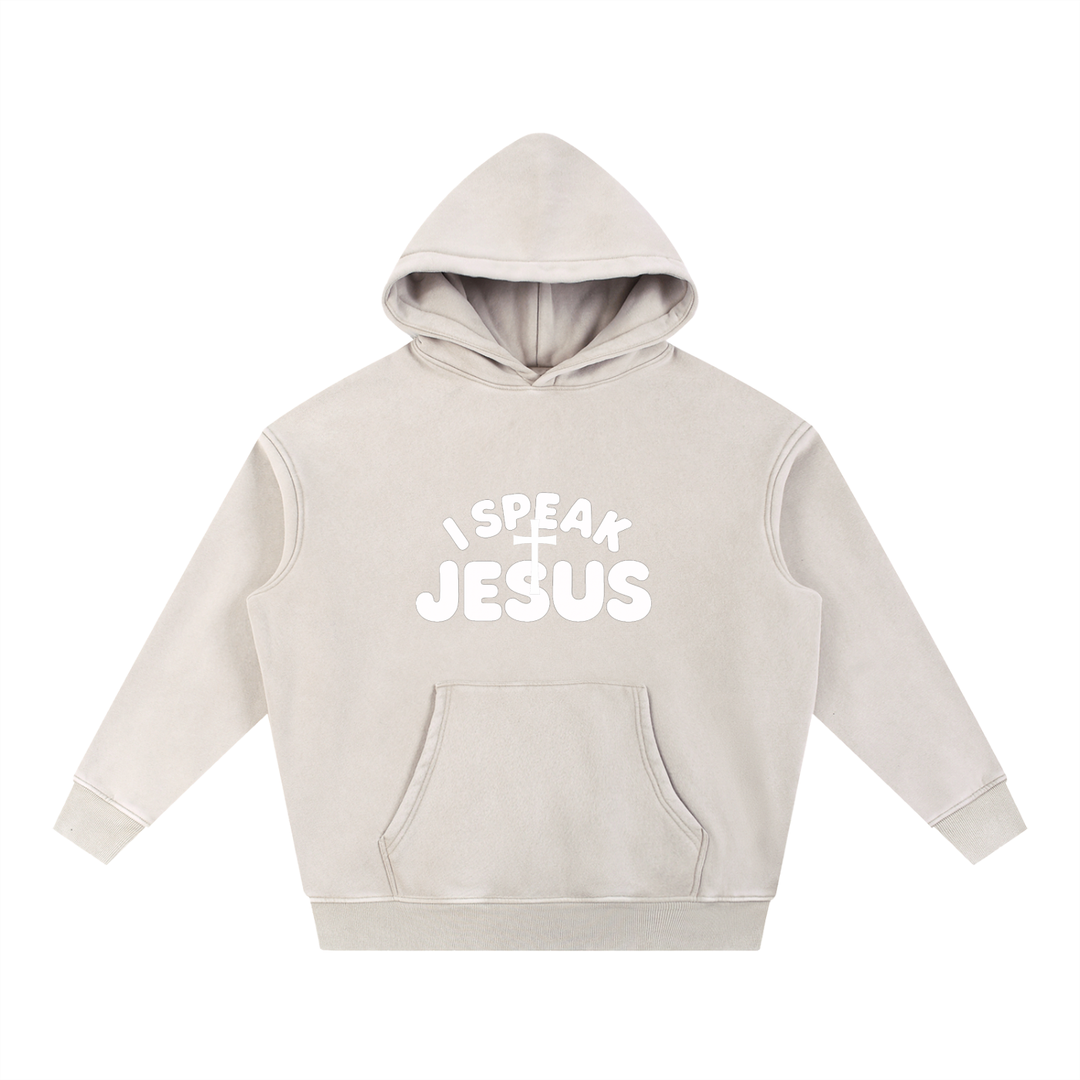 I SPEAK JESUS Snow Wash Fleece Oversize Hoodie