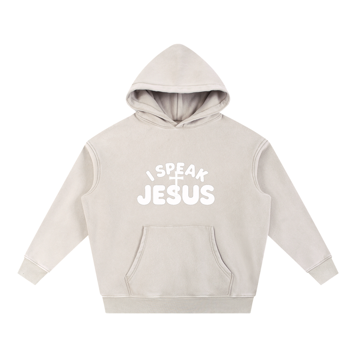 I SPEAK JESUS Snow Wash Fleece Oversize Hoodie