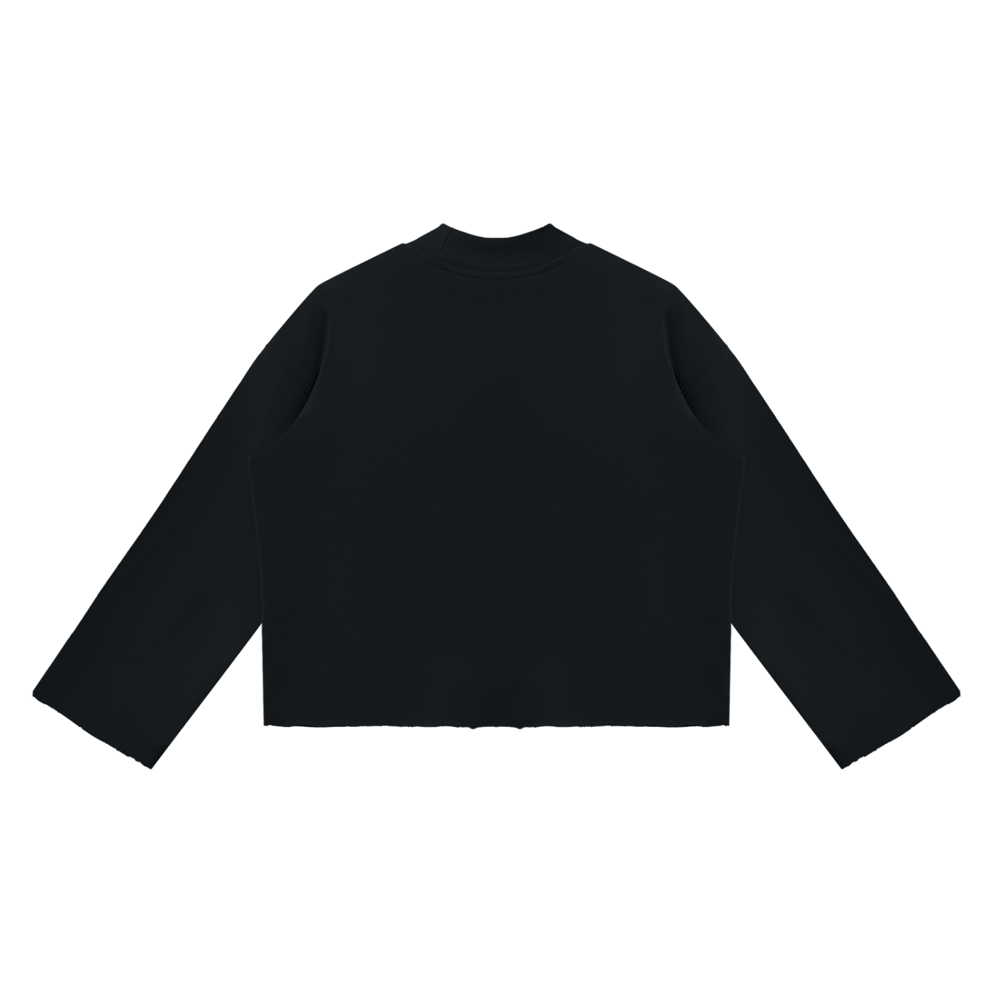 PURIFY Mock Neck Raw-Edge Boxy Sweatshirt