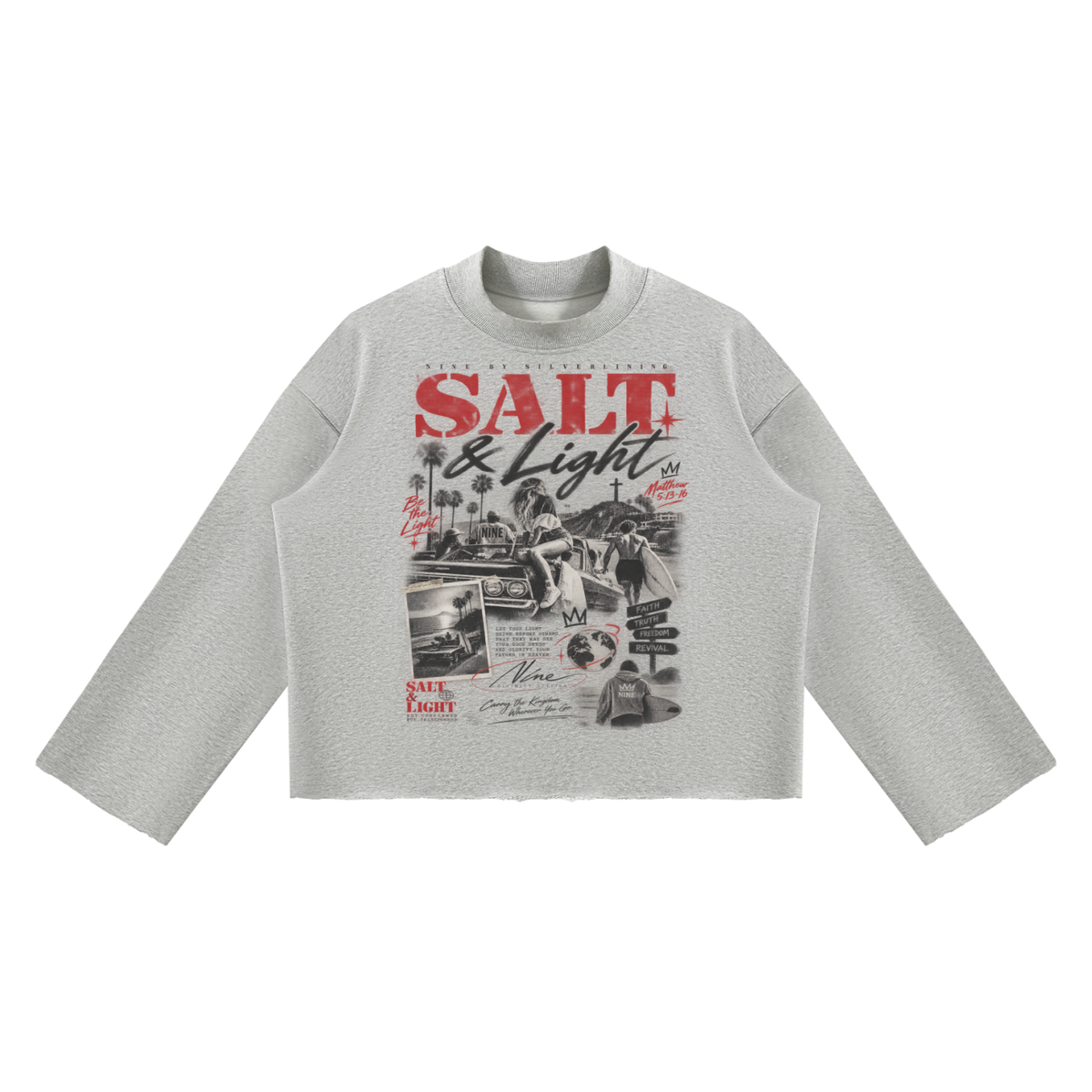 PURIFY Mock Neck Raw-Edge Boxy Sweatshirt