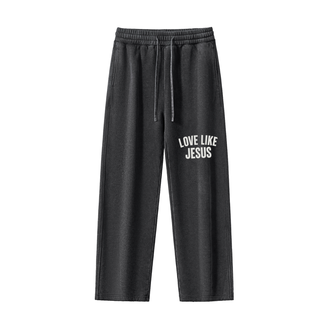 LOVE LIKE JESUS Frayed Enzyme Washed Fleece Sweatpants