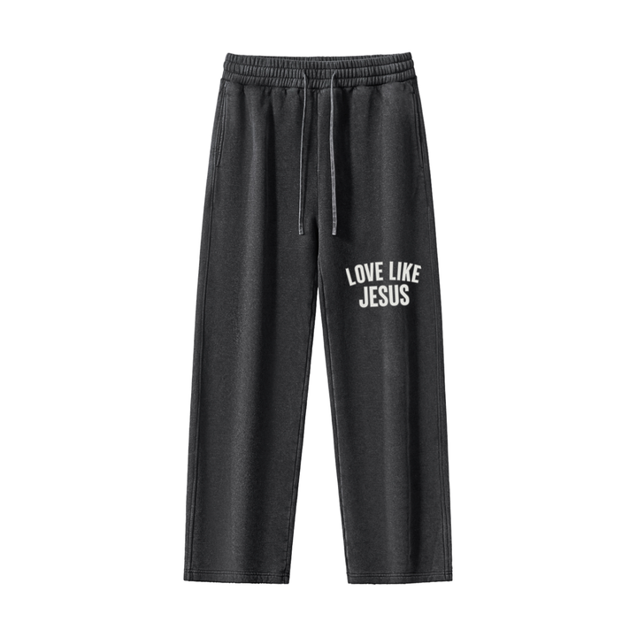 LOVE LIKE JESUS Frayed Enzyme Washed Fleece Sweatpants
