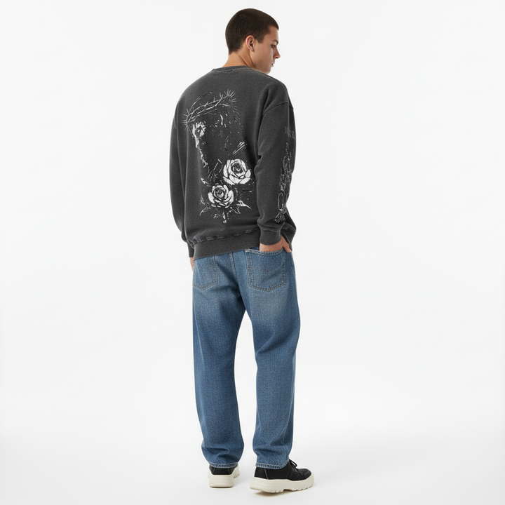 CHRIST IS KING Snow Washed Oversized Sweatshirt