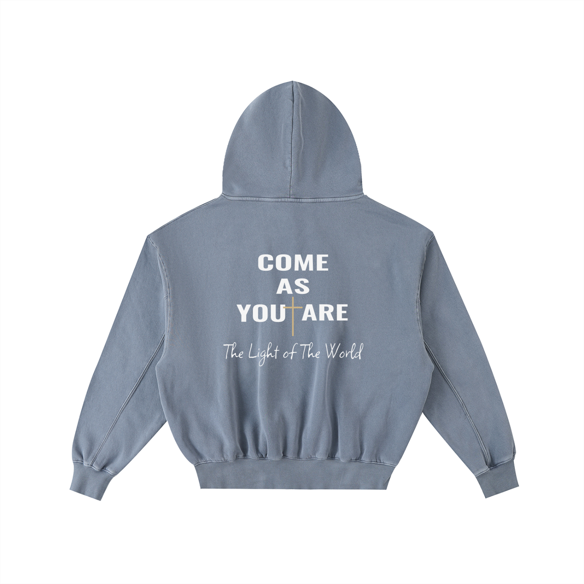 SWEAT À CAPUCHE EN POLAIRE DÉLAVÉ ENZYME EFFILOCHÉ « LOVE LIKE JESUS »