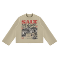 PURIFY Mock Neck Raw-Edge Boxy Sweatshirt