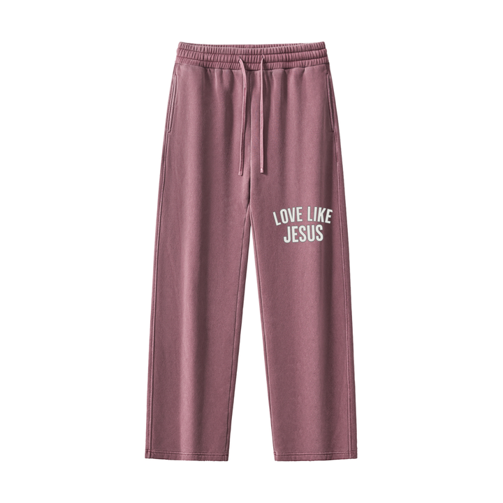 LOVE LIKE JESUS Frayed Enzyme Washed Fleece Sweatpants